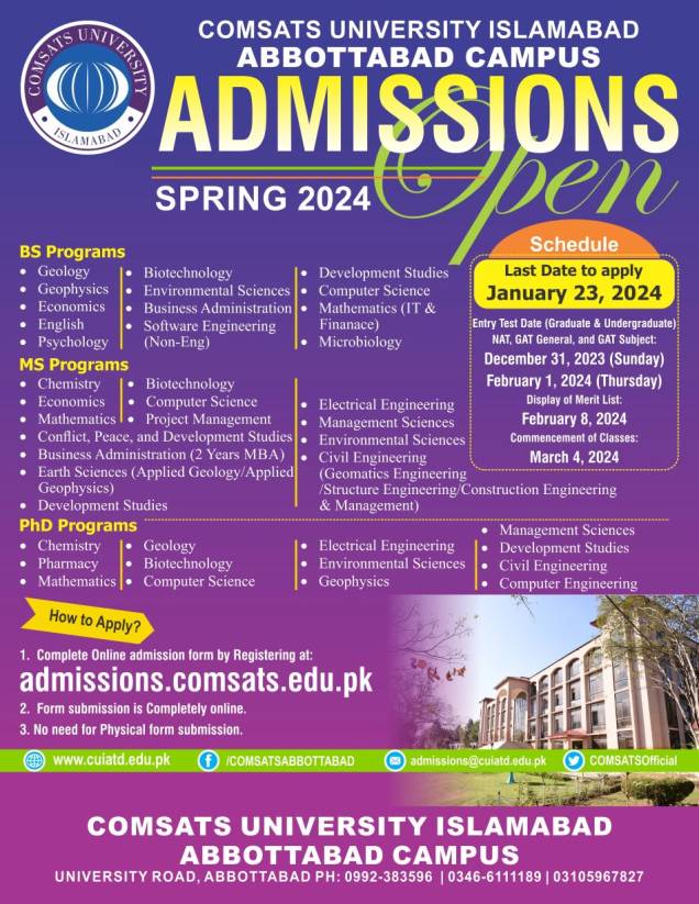 Admissions CUI Abbottabad